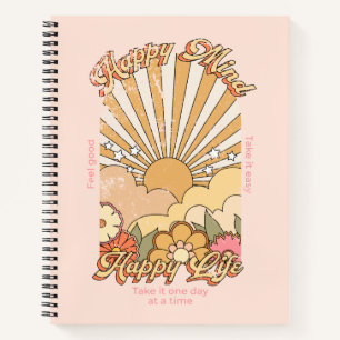 Happy Mind Happy Life Hippy Groovy Vibes Notizbuch