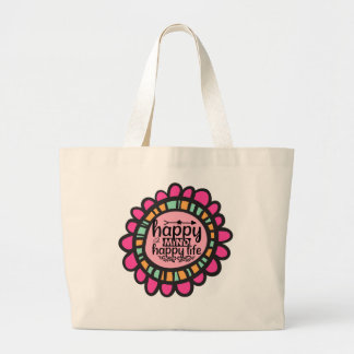 Happy Mind Happy Life Motivierend Grafik Design Jumbo Stoffbeutel