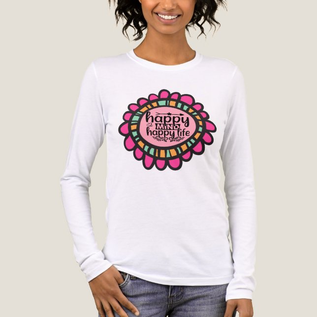 Happy Mind Happy Life Motivierend Grafik Design Tri-Blend Shirt (Vorderseite)