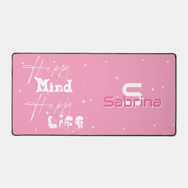 Happy Mind Happy Life Niedlich Desk Mat Schreibtischunterlage (Vorderseite)