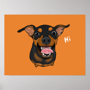 Happy Miniatur Pinscher Min Button Portrait Poster