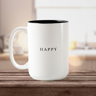 Happy Minimal Simple Elegante Typografie Zweifarbige Tasse