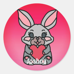 Happy Minimalistisch Bunny mit Herz   Liebe Runder Aufkleber