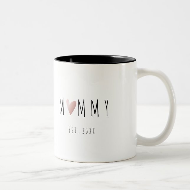 Happy Minimalistisch Mommy Pregnancy Gift Zweifarbige Tasse (Rechts)