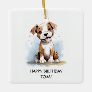 Happy Minimalistisch Pitbull Pit Bull Terrier Dog Keramikornament