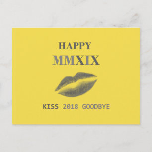 Happy MMXIX kiss 2018 Auf Wiedersehen Postkarte