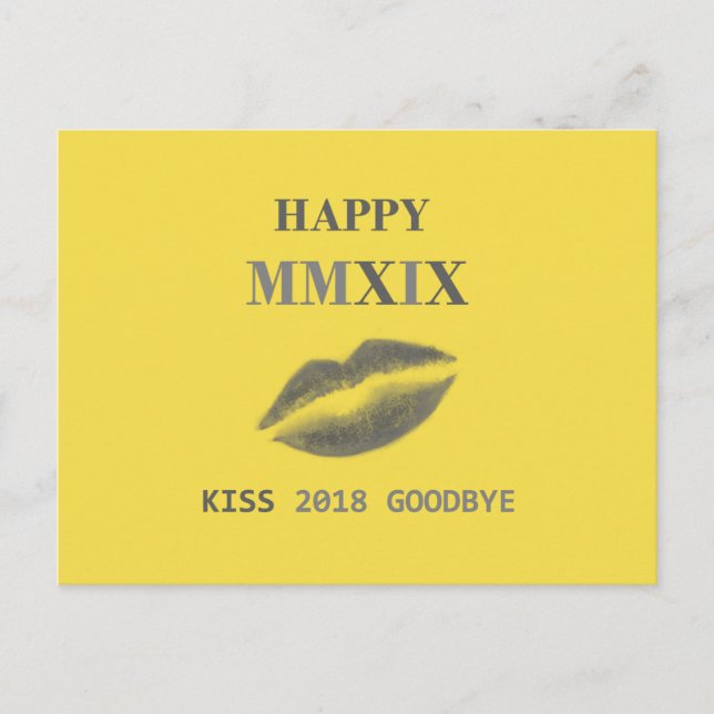 Happy MMXIX kiss 2018 Auf Wiedersehen Postkarte (Vorderseite)