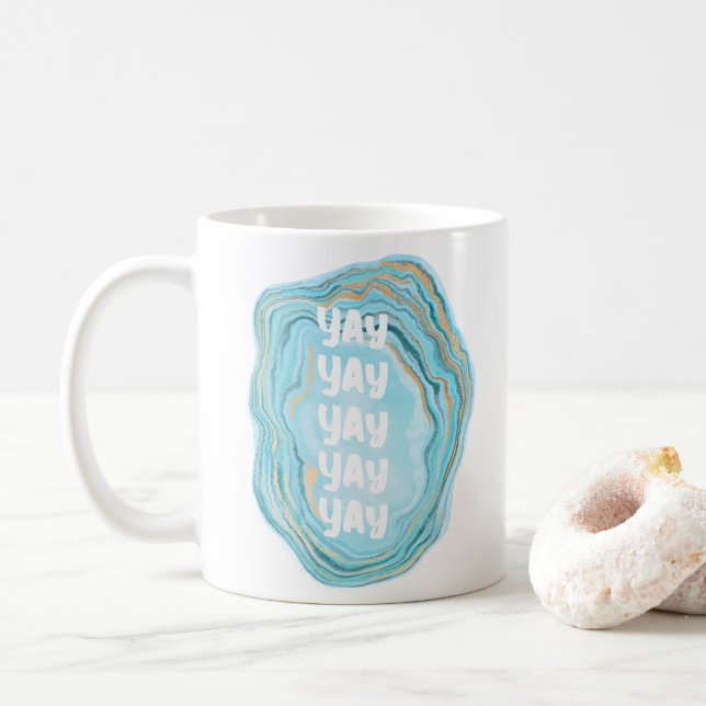 Happy Modern Blue Wedding Day Yay Kaffeetasse (Mit Donut)