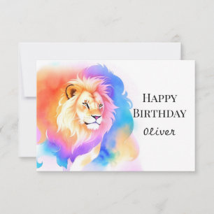 Happy Modern Boho Lion Birthday Karte