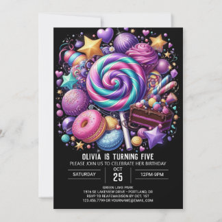 Happy Modern Candyland Digital Geburtstag Einladung