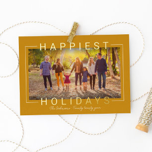 Happy Modern Gold Text Golden Yellow Foto Folien Feiertagskarte