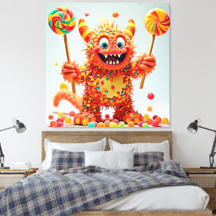 Happy Monster Candy Delight Design Leinwanddruck
