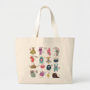 HAPPY MONSTER PERSONALISIERT Tote Bag Jumbo Stoffbeutel