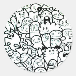 HAPPY MONSTER ROUND STICKERS CUSTOMIZABLE