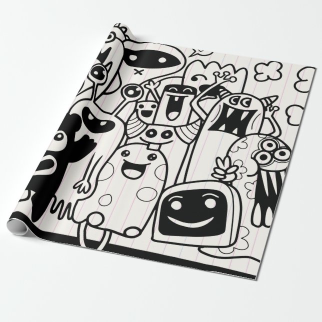 HAPPY MONSTER Wrapping Paper Geschenkpapier (Ungerollt)