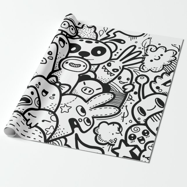 HAPPY MONSTER Wrapping Paper Geschenkpapier (Ungerollt)