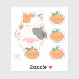 Happy Moo Year! Niedliche Katzenkuhe OX Aufkleber