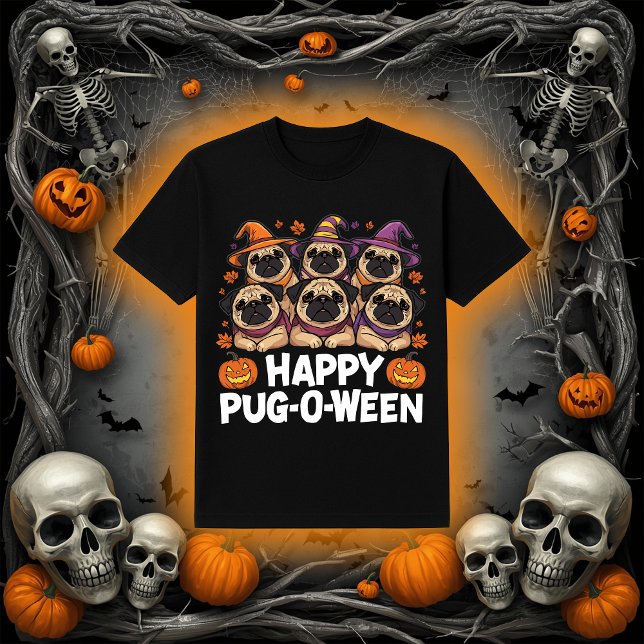 Happy Mops-O-Ween | Adorable Halloween Mops Hunde T-Shirt (Von Creator hochgeladen)
