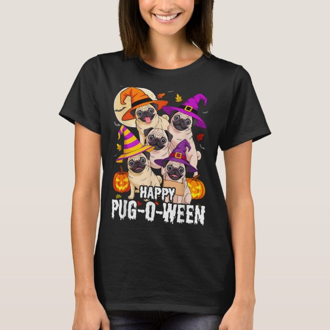 Happy Mops-o-ween Mops Halloween Niedlich Hunde Mä T-Shirt (Vorderseite)