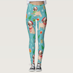 Happy Mops Weihnachtsmuster Leggings