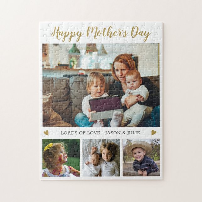 Happy Mother Day 4 Foto Collage Family Puzzle (Vertikal)