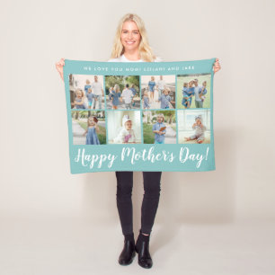 Happy Mother Day 8 Foto Custom Light Blue Fleecedecke