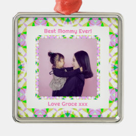 Happy Mother Day Best Mommy Mama Ever Pink Green Ornament Aus Metall