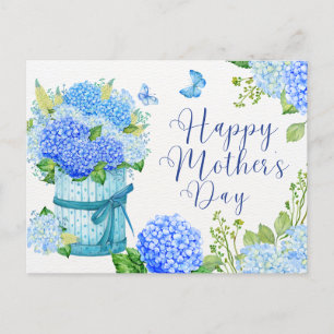 Happy Mother Day Blue Hydrangea Blume Feiertagspostkarte