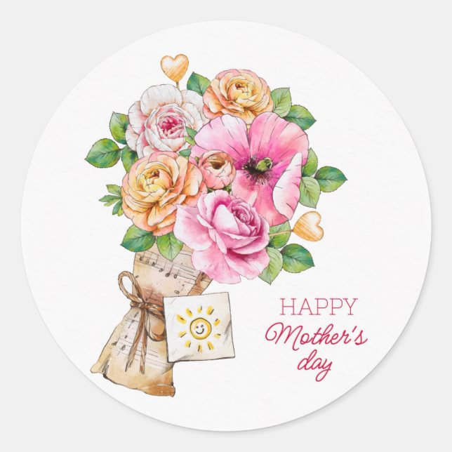 Happy Mother Day Classic Round Sticker (Vorderseite)