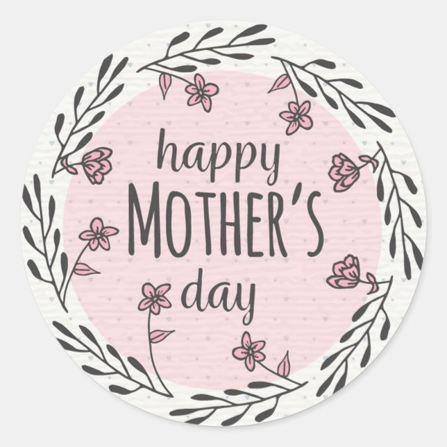 Happy Mother Day Classic Round Sticker (Vorderseite)