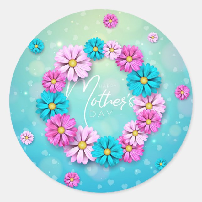 Happy Mother Day Classic Round Sticker (Vorderseite)