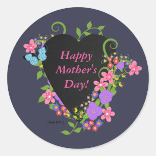 Happy Mother Day Classic Round Sticker, Glossy Runder Aufkleber