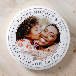 Happy Mother Day Classic Simple Foto Button
