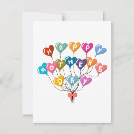 Happy Mother Day Colorful Heart Balloons Karte