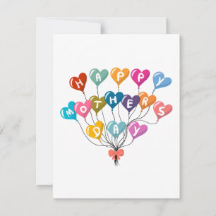 Happy Mother Day Colorful Heart Balloons Karte