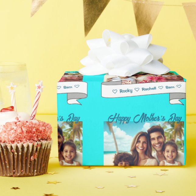 Happy Mother Day Custom Family Foto Geschenkpapier (Geburtstagsparty)