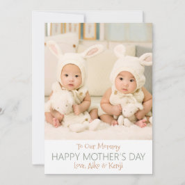 Happy Mother Day Custom Foto Twins Holiday Card Feiertagskarte