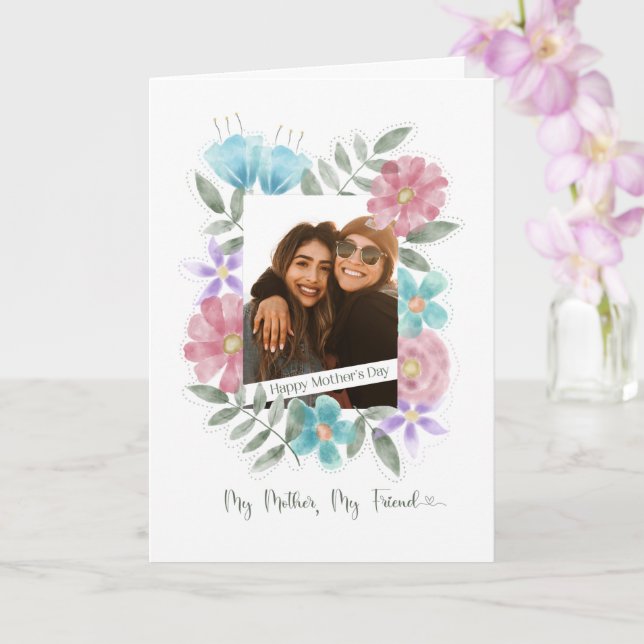 Happy Mother Day Custom Foto Watercolor Blume Karte (Orchidee)