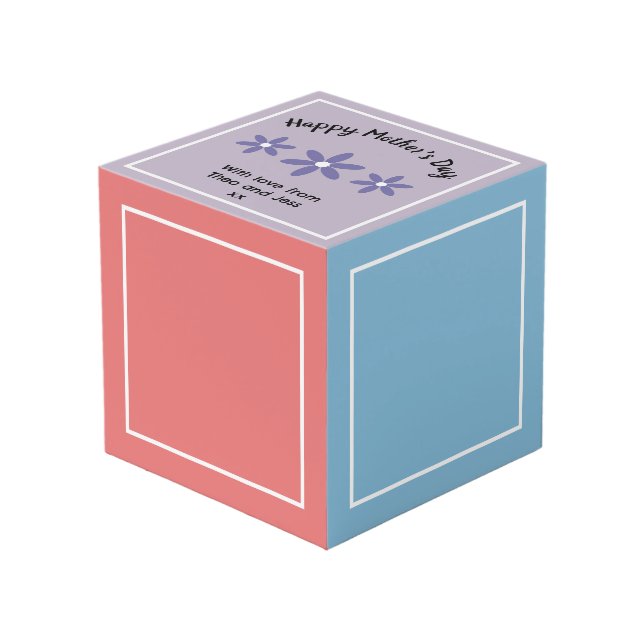 Happy Mother Day Custom Multi Foto Personalisiert Würfel (Vorderseite Schrägansicht)