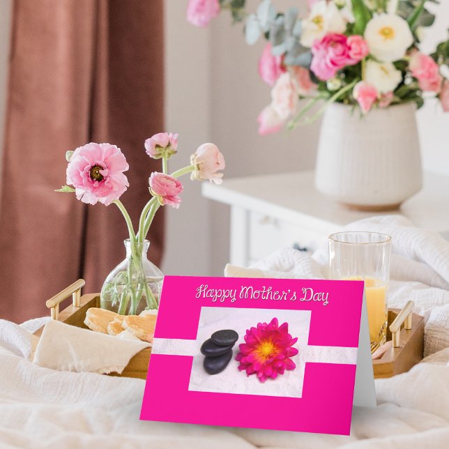 Happy Mother Day Dahlia und Zen Rocks Cards Karte (Von Creator hochgeladen)