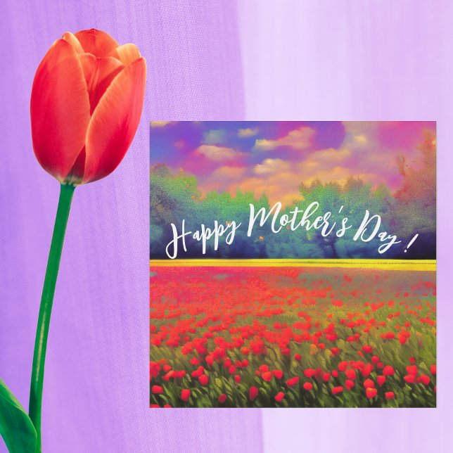 Happy Mother Day - farbenfrohe Tulpenlandschaft Karte (Von Creator hochgeladen)
