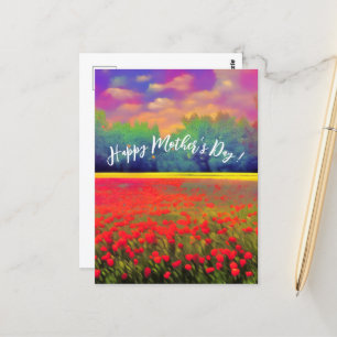 Happy Mother Day - farbenfrohe Tulpenlandschaft Postkarte