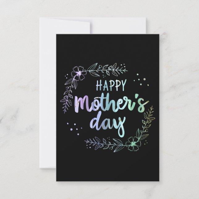 Happy Mother Day Floral Rainbow Colors Dankeskarte (Vorderseite)