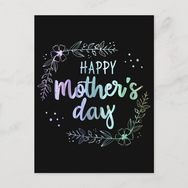 Happy Mother Day Floral Rainbow Colors Postkarte (Vorderseite)