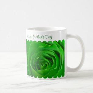Happy Mother Day Green Rose Centre Tasse