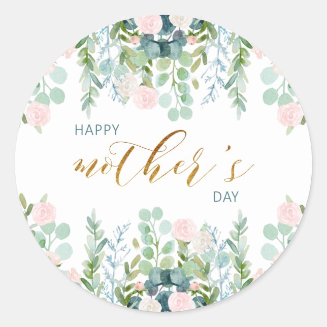 Happy Mother Day Greenery Sticker (Vorderseite)