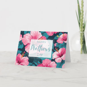 Happy Mother Day Hibiskus Tropical Boho Design Dankeskarte