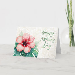 Happy Mother Day Hibiskus Tropical Dankeskarte