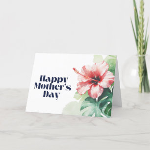 Happy Mother Day Hibiskus Tropical Dankeskarte