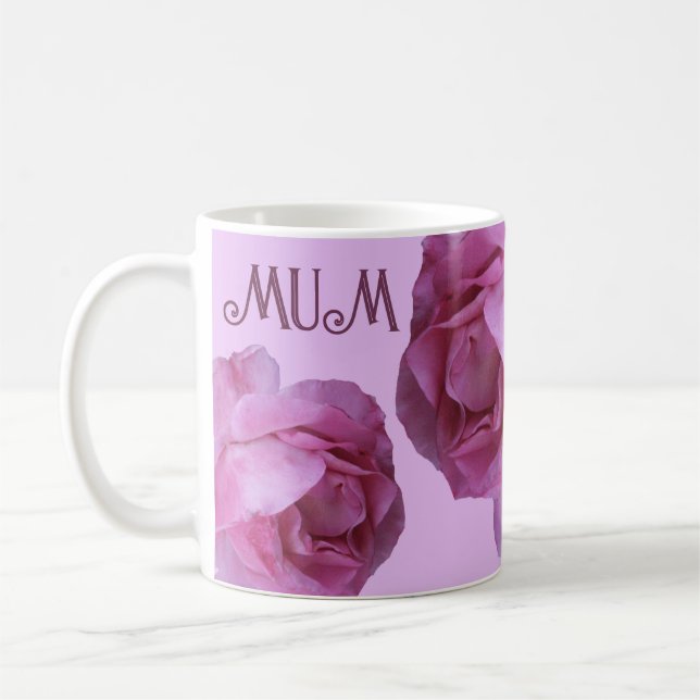 Happy Mother Day hübsch rosa Rosa Rosa Blütenspass Kaffeetasse (Links)